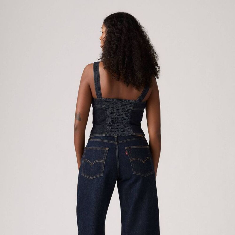 Women’s Levi's Dark Indigo Denim Button-Front Corset Tank - Picture 2 of 4